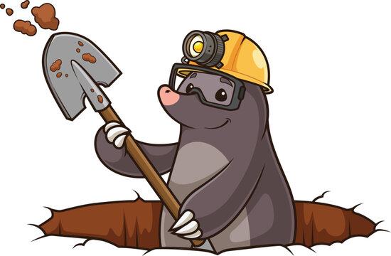Cartoon mole digging hole vector illustration