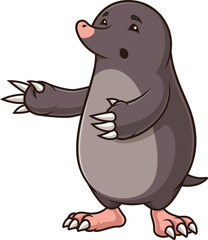 Cartoon blind mole character vector illustration
