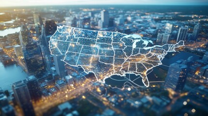 Augmented reality election map showing live American vote counts