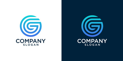 abstract letter g logo template. icon for technology, modern, simple with business card	