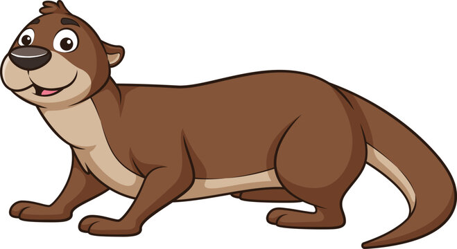 brown cartoon otter smiling on white background clip art preview
