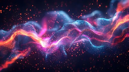 Neon Particles Swirling in Quantum Entanglement Dynamic Dance Visualization