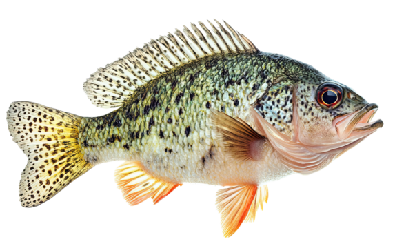 Fishing crappie fish on white background,png