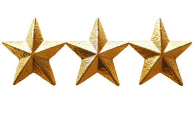 Five Gold rating star on white background,png