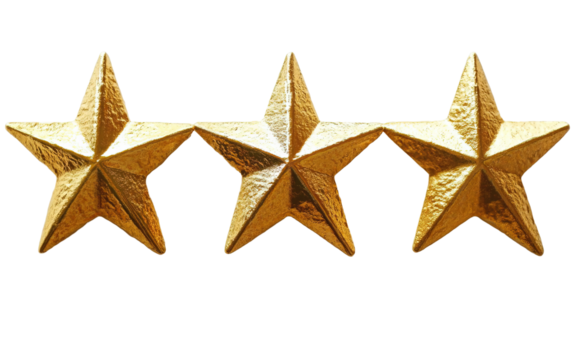 Five Gold rating star on white background,png