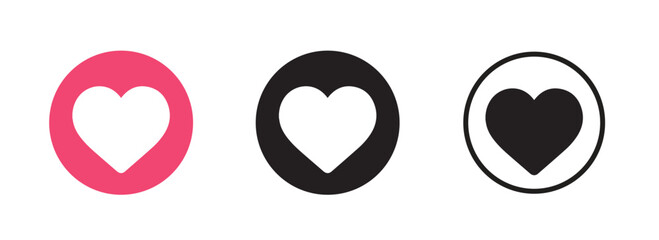 Like love icon buttons. add to favorites icon , heart flat icon in modern circle shape , Social media notification icons.