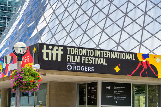 Sign of TIFF or Toronto International Film Festival in Roy Thompson Hall, Canada
