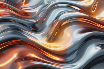 Fototapeta premium , abstract background with dark and orange metallic waves.