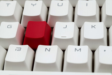 Modern keyboard with blank red button