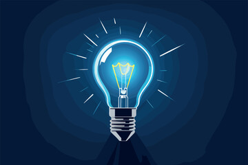 Illuminated Light Bulb Symbolizing Bright Ideas and Innovation