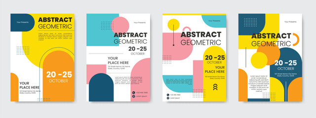 Flyer Modern abstract covers set, minimal covers design. retro geometric background, vector illustration.