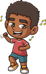 Cartoon african-american boy dancing vector illustration