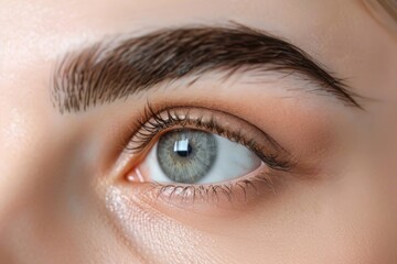 Obraz premium Close-up shot of a woman's blue eye with detailed features