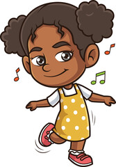 Cartoon african-american girl dancing vector illustration