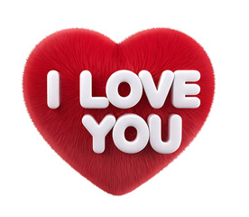 Red heart with the text "I love you" isolated on transparent background © Maria