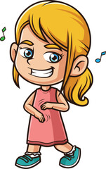 Cartoon caucasian girl dancing vector illustration