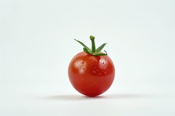 Fresh tomato with water droplets glistening on its surface