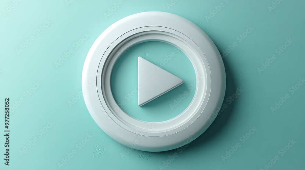 Aufkleber a circular play button icon with a soft shadow on a gradient green background