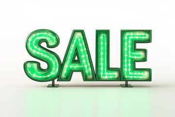 Bright green neon SALE sign illuminating space, perfect for attracting attention during promotions and discounts. This vibrant display adds excitement to any retail environment