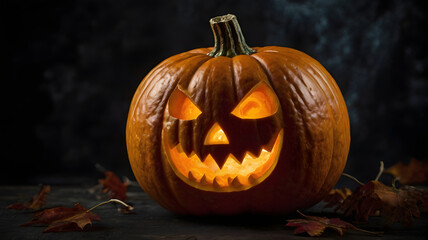 halloween pumpkin on black, ai generated
