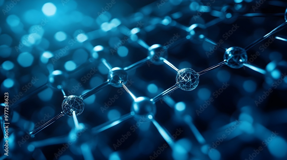 Aufkleber futuristic graphene atomic structure overlays technology background blending science and design