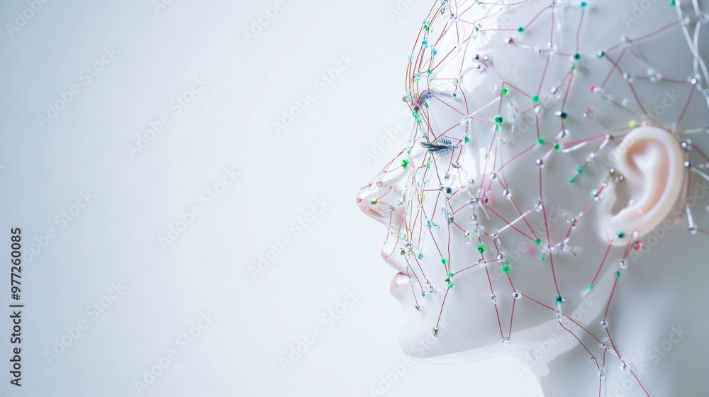 Poster brain stimulation technology: cognitive enhancement electrodes array on mannequin head