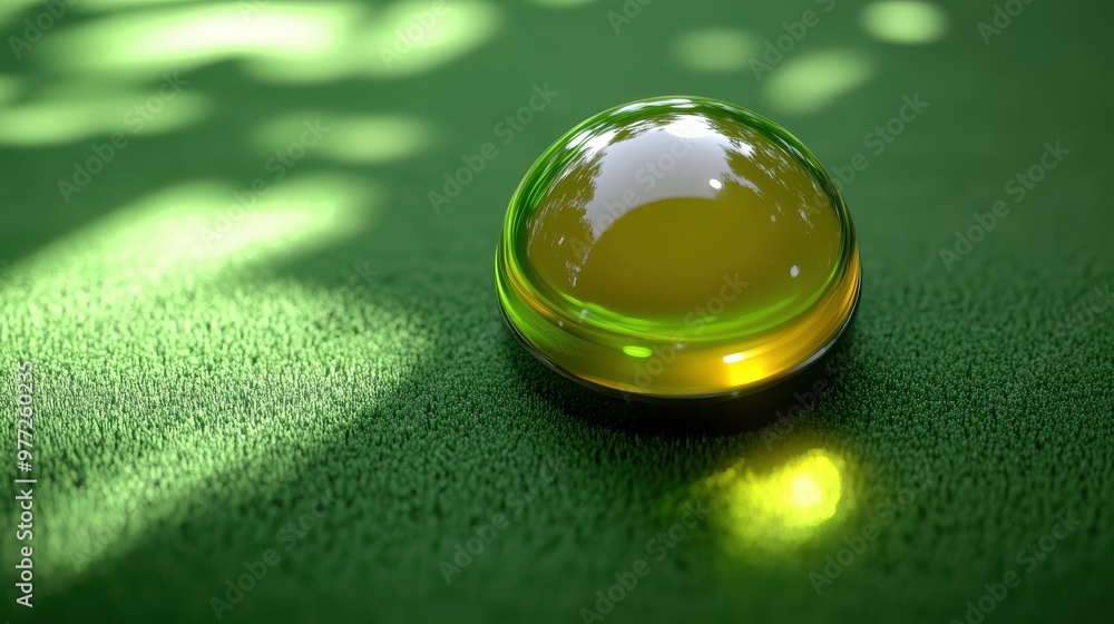 Poster a glossy pause button icon with a shadow effect on a neon green backdrop