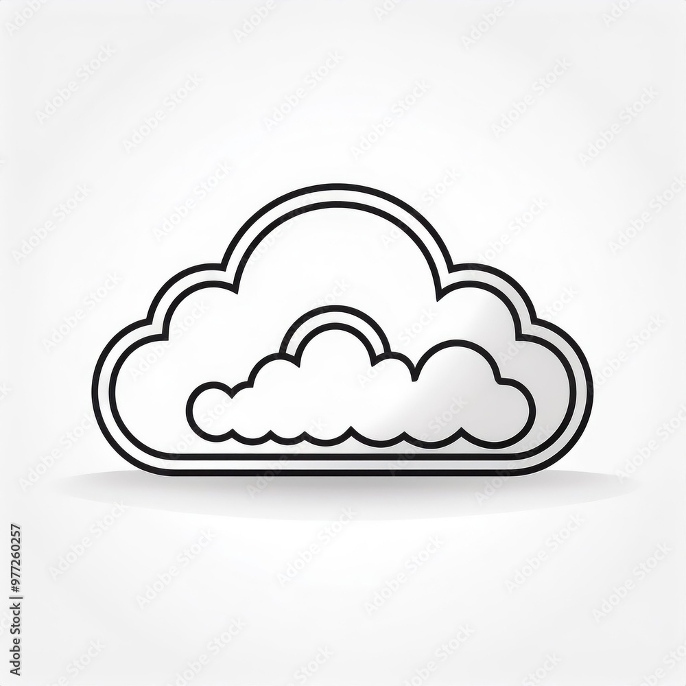 Poster minimalist black line cloud icon on white background. simplistic outline symbol representing cloud c