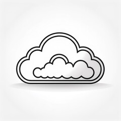 Fototapeta premium Minimalist Black Line Cloud Icon on White Background. Simplistic Outline Symbol Representing Cloud Computing, Digital Storage, or Weather Concept, with a Clean, Modern Design and Subtle Shadow