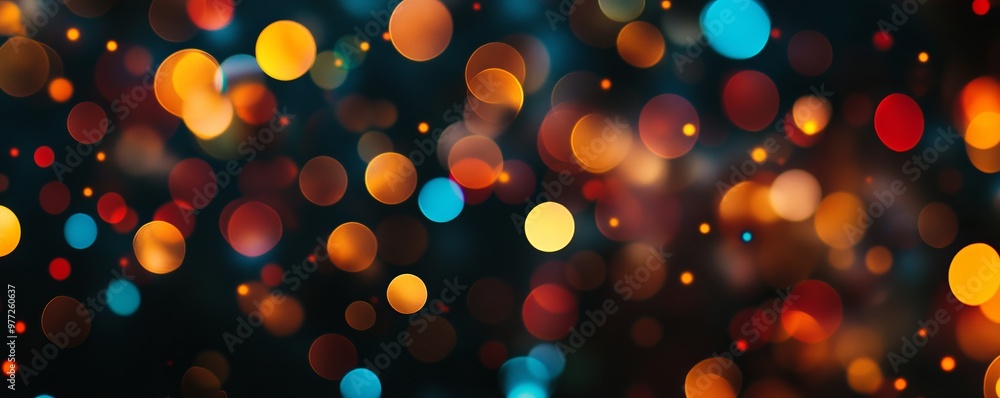 Poster colorful bokeh lights creating festive background image