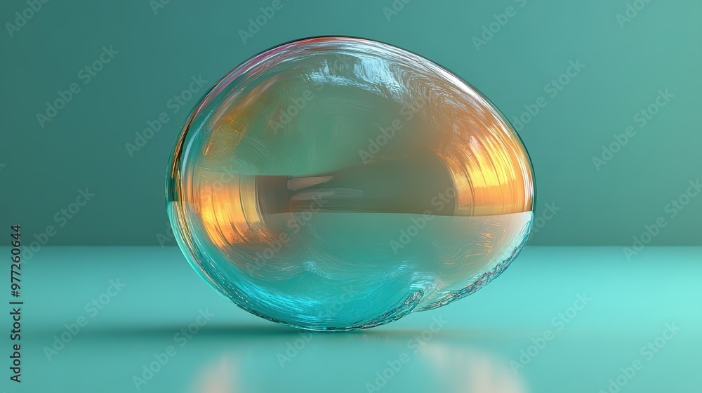 Aufkleber a glossy speech bubble icon with a light reflection on a soft green background
