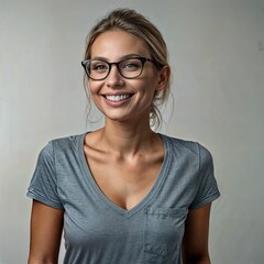 眼鏡をかけた金髪の女性