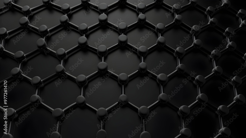 Poster detailed of graphene molecular structure with hexagonal carbon lattice