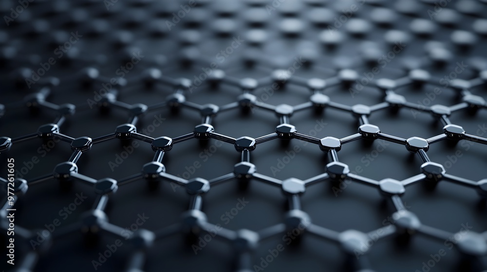 Poster detailed of graphene molecular structure with hexagonal carbon lattice