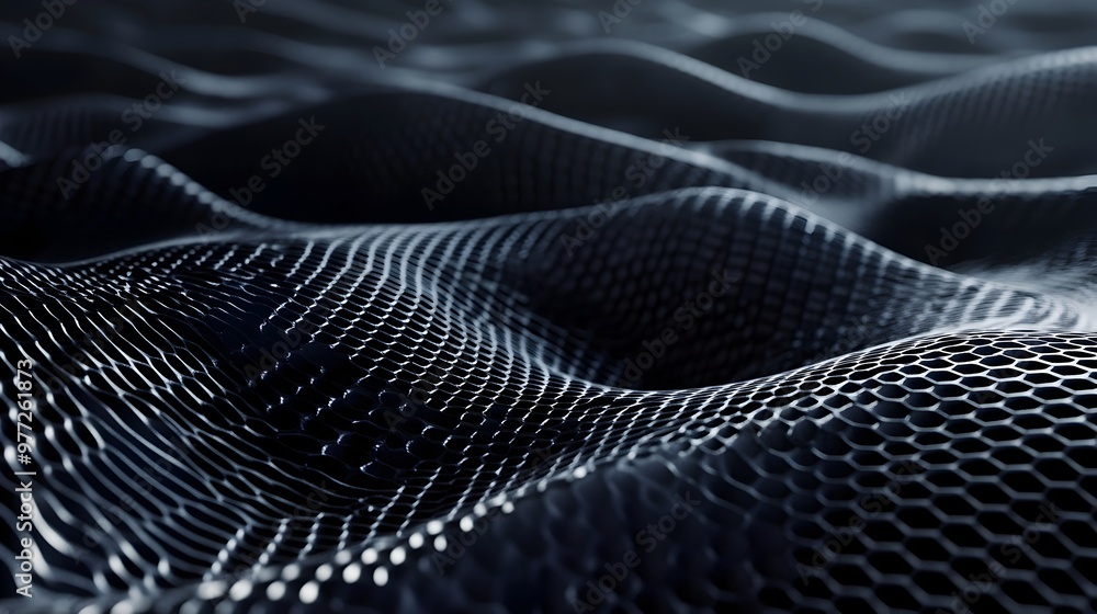 Poster sleek visualisation of stacked graphene layers representing advanced nanotechnology
