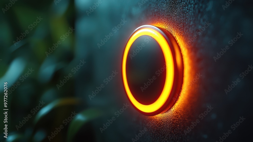 Poster a glowing pause button with a soft shadow effect on a vibrant green backdrop