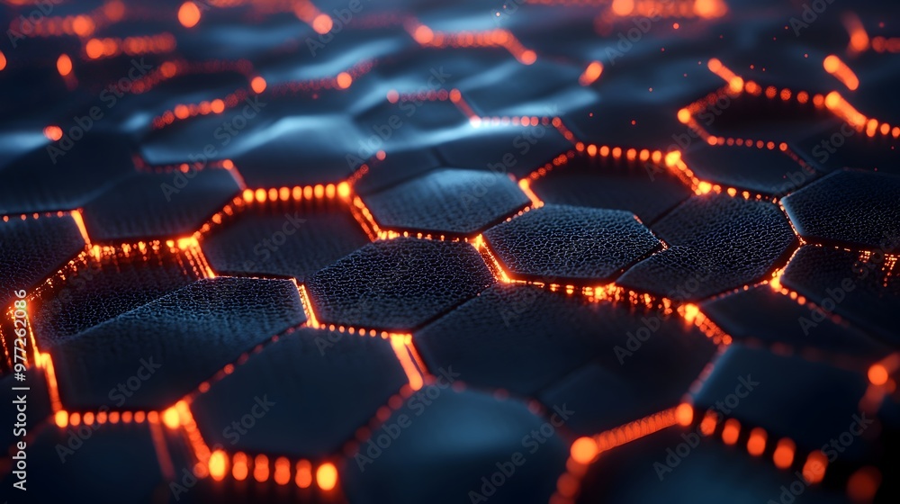 Aufkleber mesmerizing graphene nanomaterials - abstract hexagonal patterns and glowing edges