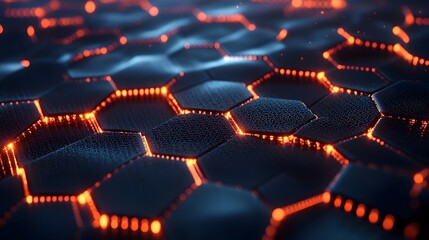 Obraz premium Mesmerizing Graphene Nanomaterials - Abstract Hexagonal Patterns and Glowing Edges