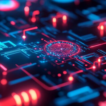 Quantum AI integration, digital qubits, holographic connections, futuristic environment