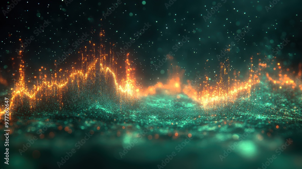 Poster a glowing soundwave icon with a pulse effect on a soft green backdrop