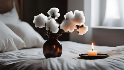 cotton plant on the bed