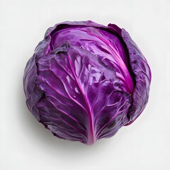 Obraz premium 121. A vibrant purple cabbage isolated on a plain white background