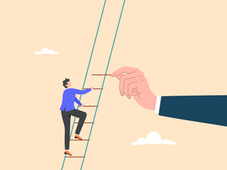 Business support to reach career target or help to climb the ladder of success concept