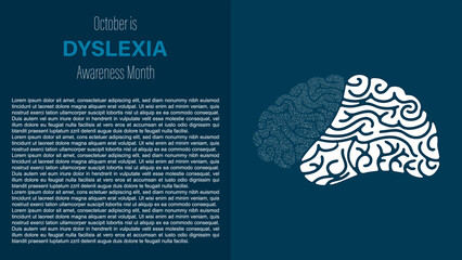 Dyslexia awareness month, observed every October, vector illustration.