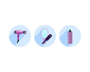 Beauty, Body Care and Cosmetics. Vector Linear Flat Icons and Design Elements