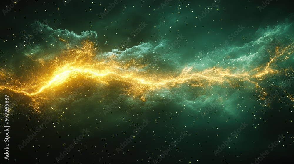 Poster a lightning bolt with a glowing pulse effect on a lime green background