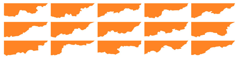 Collection of corner shape with jagged edge for website page, banner, card vector illustration