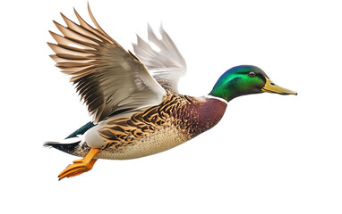 Obraz premium Duck fly full body on white background,png