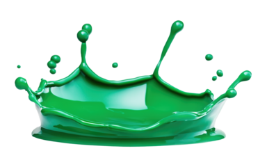 Green splash isolated on transparent background.