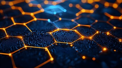 Obraz premium Glowing Graphene Layers in Digital Representation for Electronic Devices